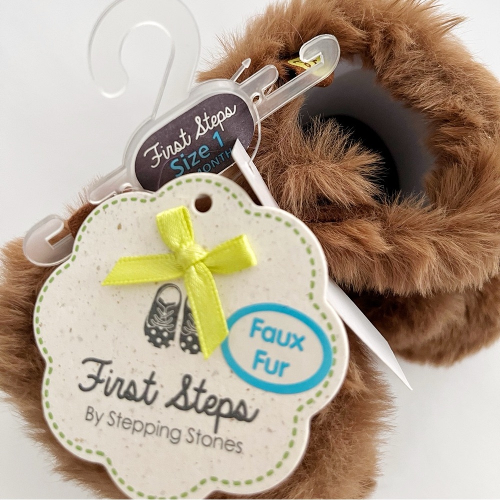 Cozy Brown Newborn Faux Fur Boots - Picture 6 of 6